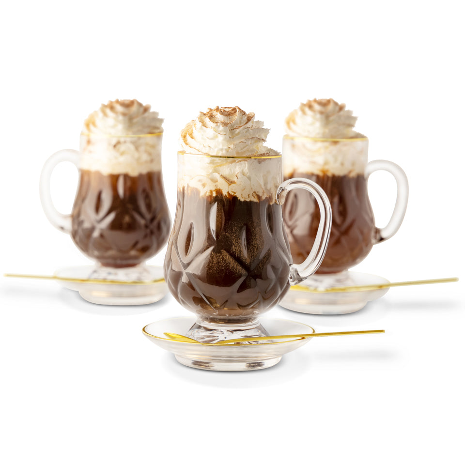 Crystal Glass Gold Rimmed Irish Coffee Set