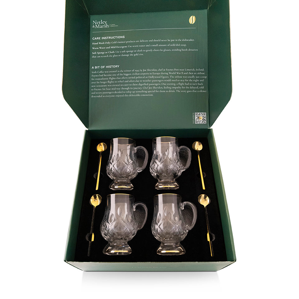 Crystal Glass Gold Rimmed Irish Coffee Set