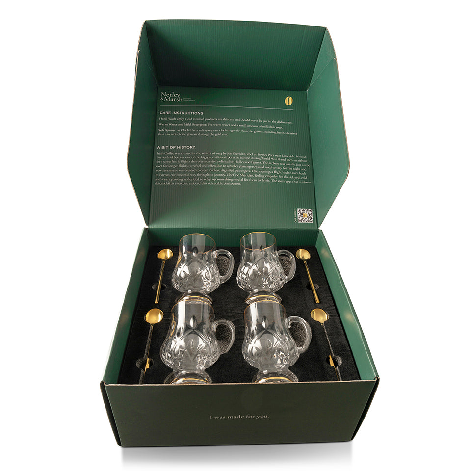 Crystal Glass Gold Rimmed Irish Coffee Set