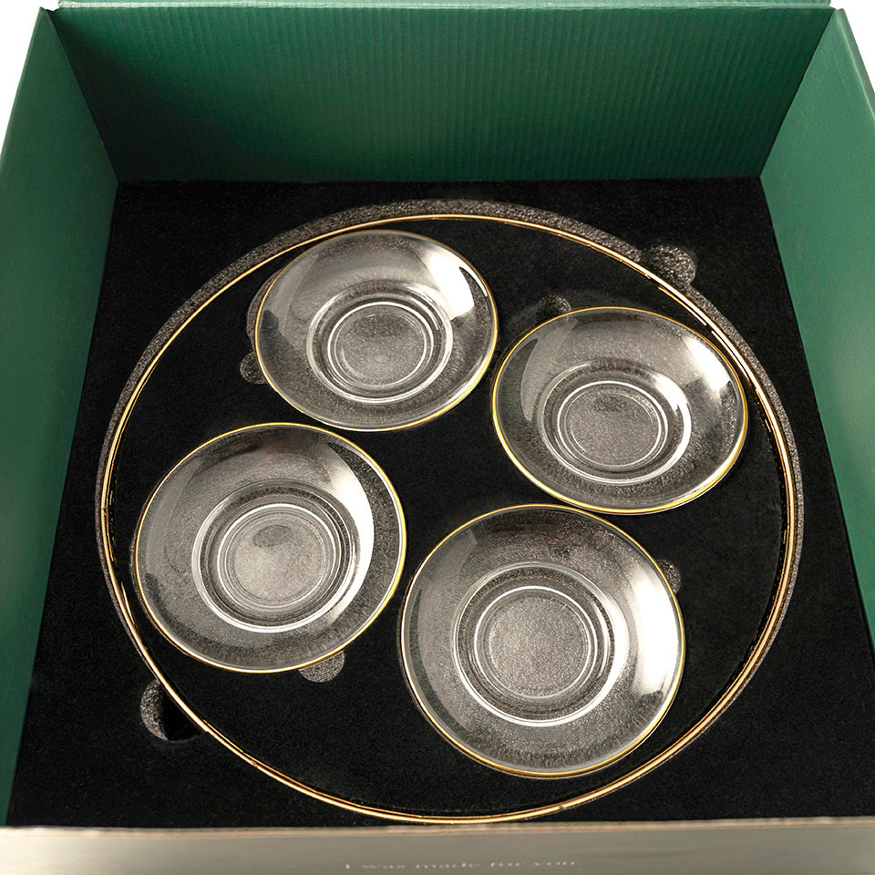 Crystal Glass Gold Rimmed Irish Coffee Set