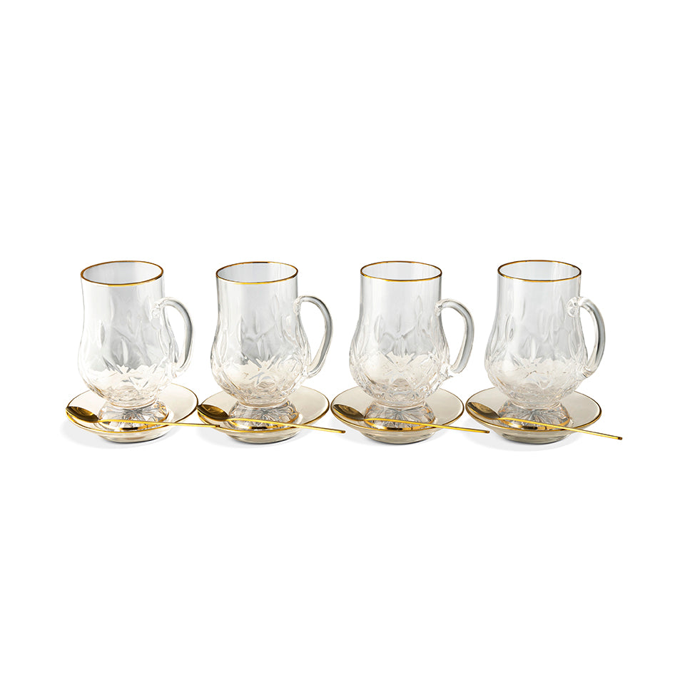 Crystal Glass Gold Rimmed Irish Coffee Set