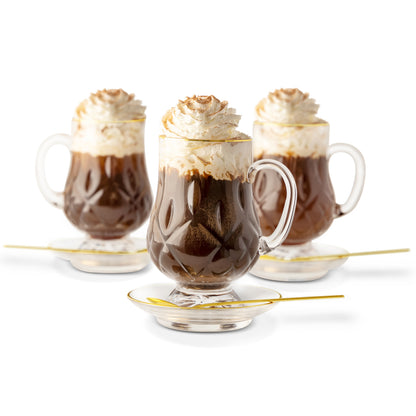 Crystal Glass Gold Rimmed Irish Coffee Set