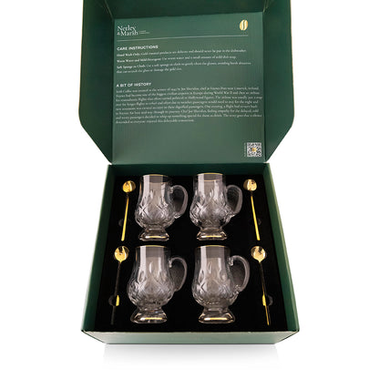 Crystal Glass Gold Rimmed Irish Coffee Set