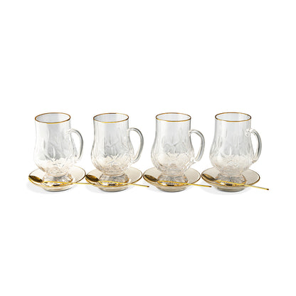 Crystal Glass Gold Rimmed Irish Coffee Set