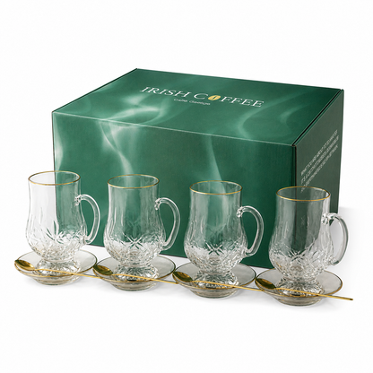 Crystal Glass Gold Rimmed Irish Coffee Set